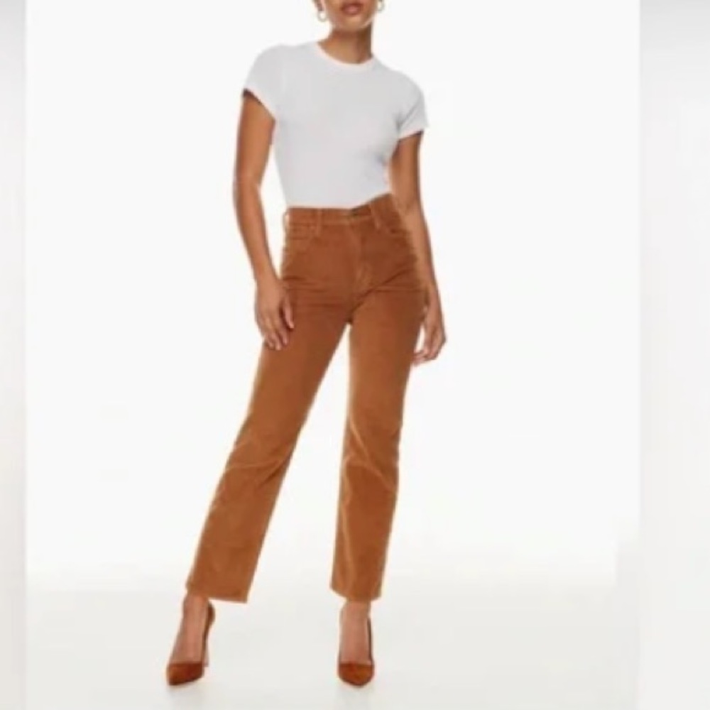 Aritzia Denim Forum The Arlo high rise straight brown corduroy pants size 25